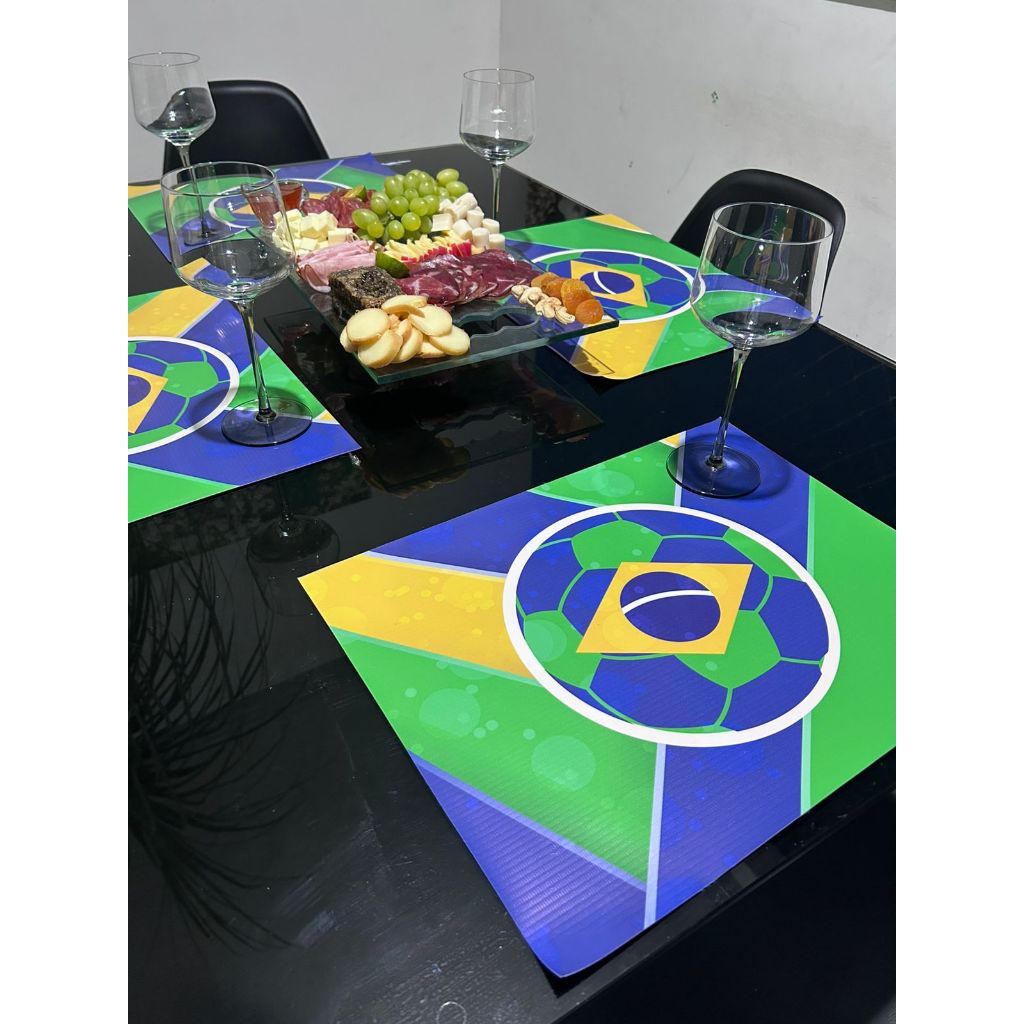 Jogo Americano Mesa posta Copa do mundo Supla Futebol  - Kits com 2, 4, 6, 8, 10 ou 12 unidades
