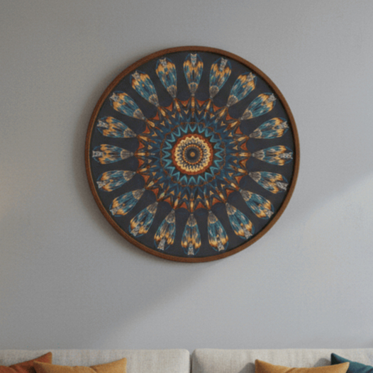 Imagem Mandala Quadro Decorativo Aplique De Parede Sala Cozinha Quarto Placa Artesanal Colorido