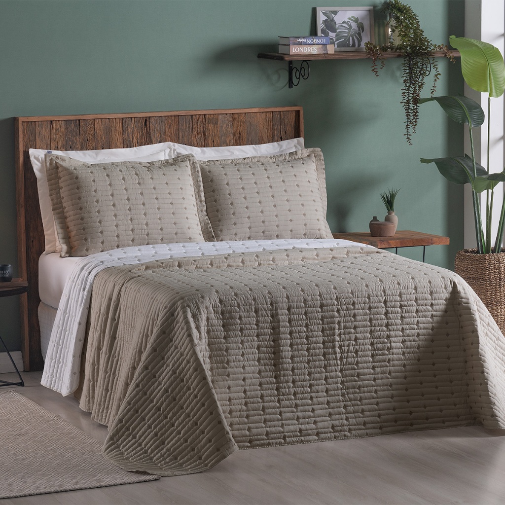 Cobre Leito Decor 3 Peças Solteiro Casal Queen e King Tecido 200 Fios Dupla Face