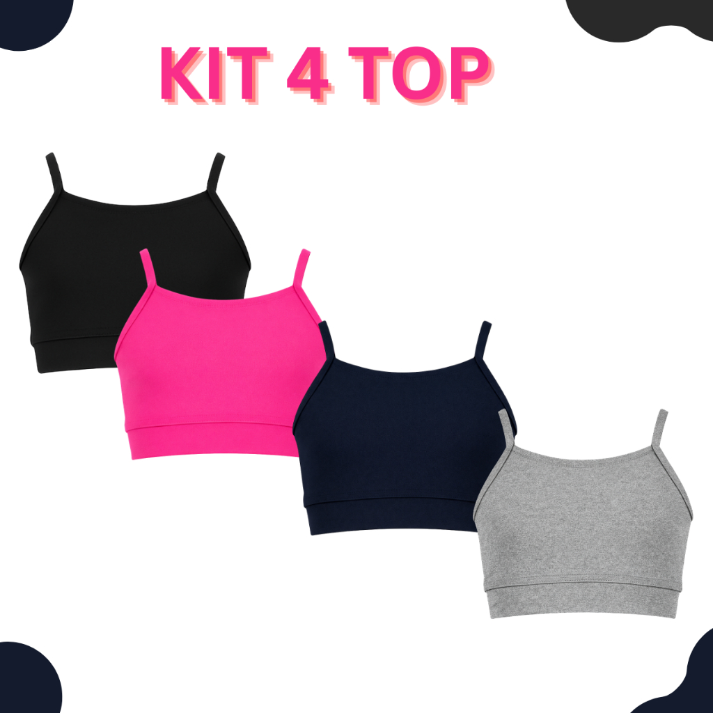 Kit 4 Top Alcinha Uniforme Infantil Roupa De Treino Kids Legging Dança Para Meninas