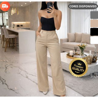Calça Pantalona Alfaiataria Premium Cintura Alta Com BolsoPROMOÇÃO em Oferta na Shopee