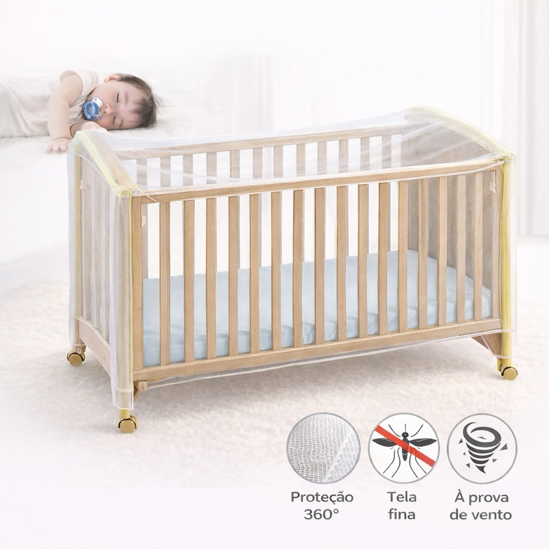 Mosquiteiro para Berço Bebê - Tecido Superleve, Ajuste Universal, 100% Poliéster