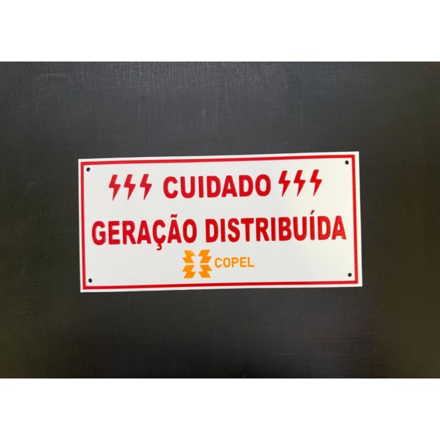 Kit 10 Placas Geração Própria Padrão Copel 21x10cm | Risco de Choque Elétrico | Energia Solar | NR10