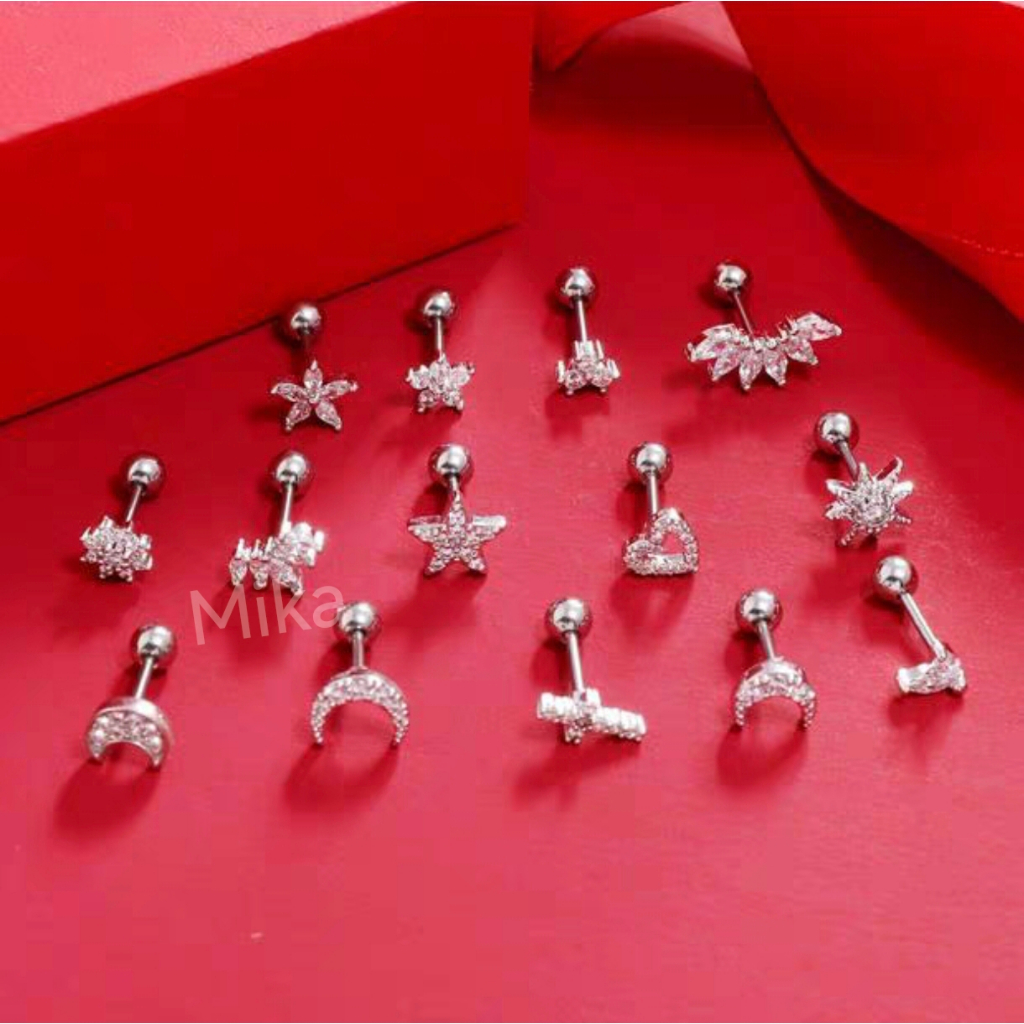 Kit 5 Peças Piercing Sortidos Para Orelhas/ Tragus /Cartilagem/Helix