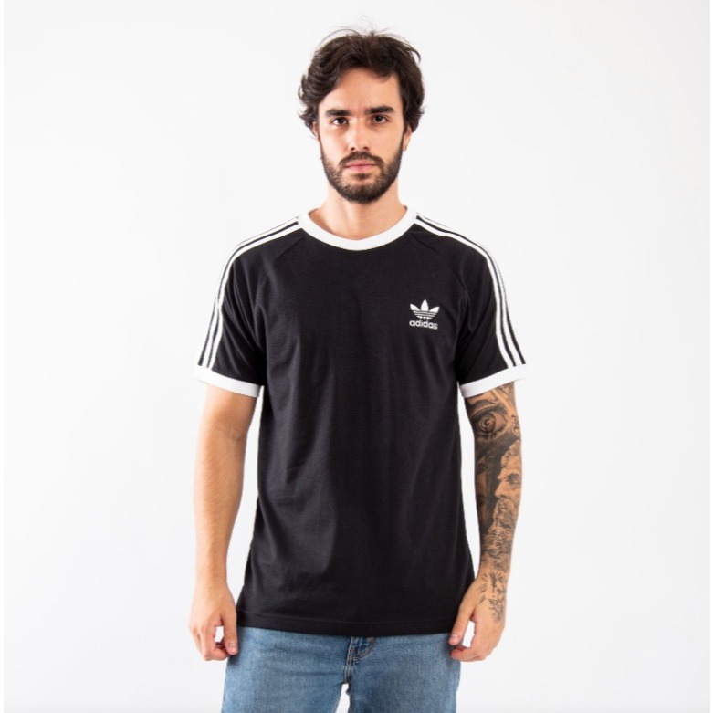 Camiseta Adidas Originals 3-Stripes Preto - Masculino Tamanho GG.