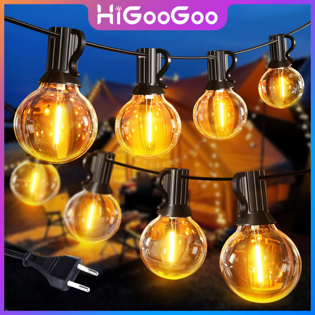 Inquebrável Varal De Luzes Festão Até 30 Metro 55 Lâmpadas Led Área Externa Gambiarra Jardim Decoração Carnaval Natal em Oferta na Shopee