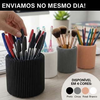 Porta Canetas e Pincel Maquiagem | Organizador de Mesa Escritório | Porta Treco e Escovas em Oferta na Shopee