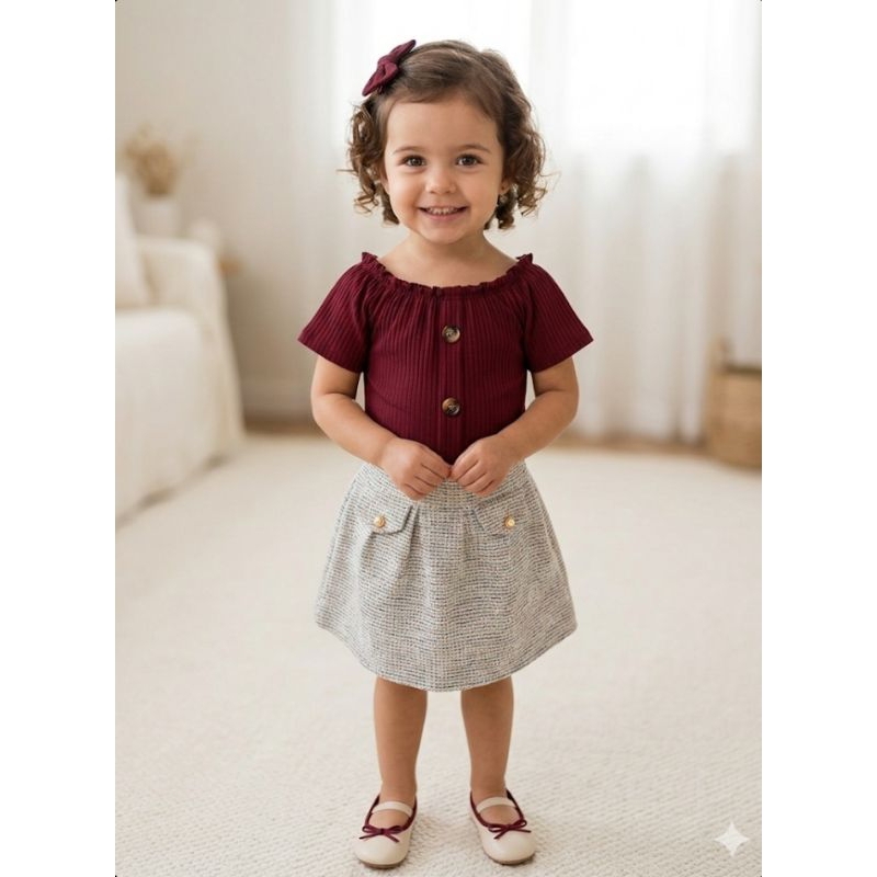 Conjunto Infantil Body e Saia Tam. 4