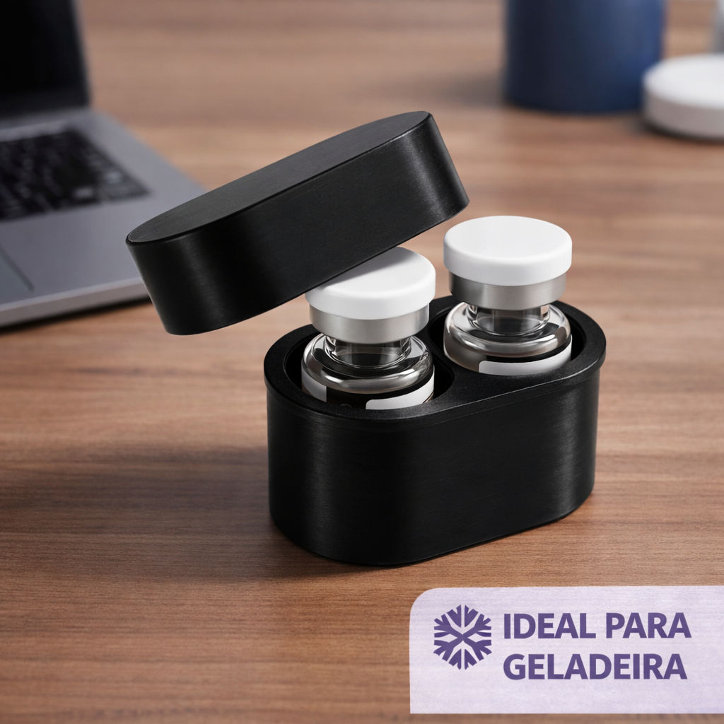 Porta Estojo para 2 Ampolas de 3ml Duplo Organizador Compacto e Resistente + 2 Tampinhas Tirze em Oferta na Shopee