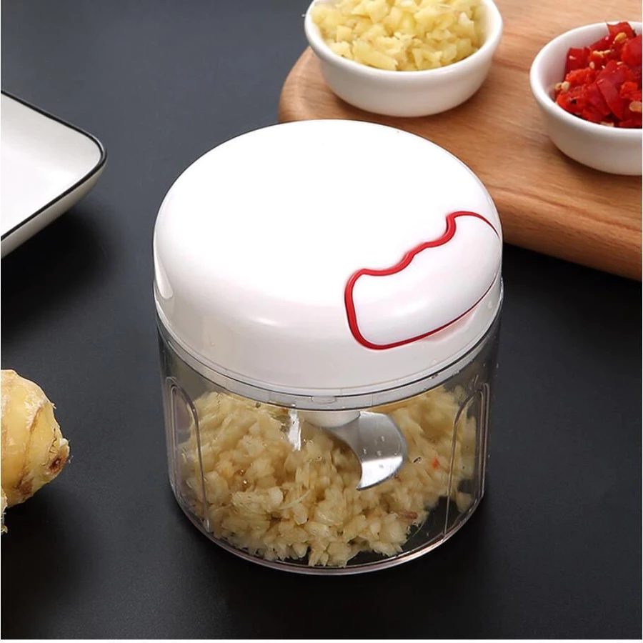 Kit 2 Mini Processador Triturador Manual Automático Alimento Cozinha Portátil Cebola Alho Legumes Verduras