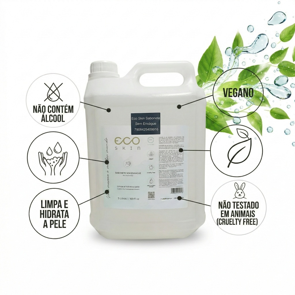 Sabonete Líquido Sem Enxágue Eco Skin 5l Hidratante E Vegano Floral Sem Álcool Íntimo e Demaquilante