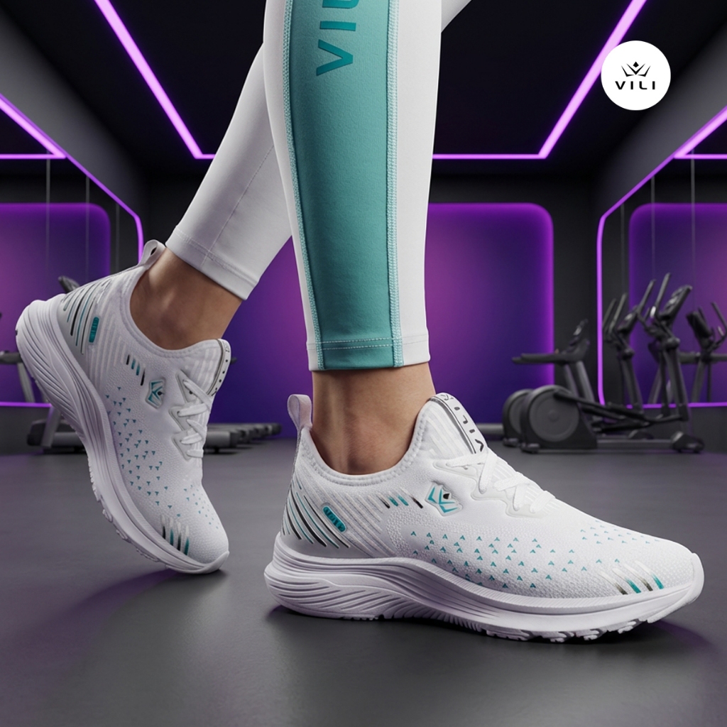 Tênis Feminino Vili Neon Esportivo Caminhada Branco
