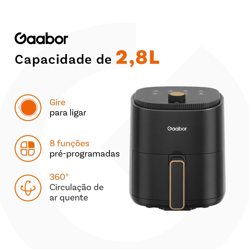 Gaabor Air Fryer 2,8L 360° Ar Quente Timer 60 Min 200°C Antiaderente Sem BPA AF-35M02A-1 em Oferta na Shopee