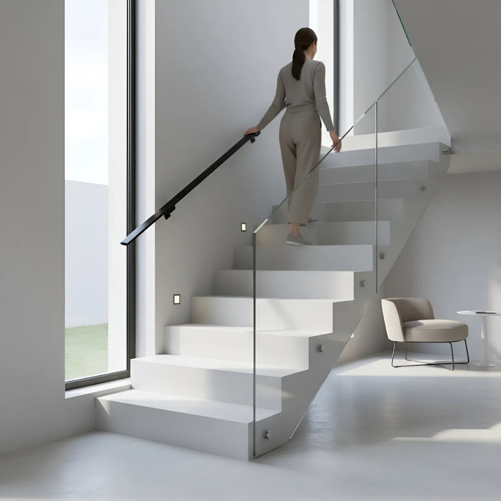 Corrimão Chato em Alumínio para escada parede 1 metro de Comprimento