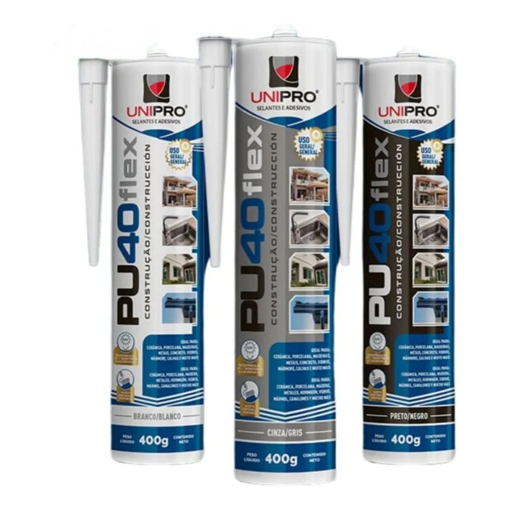 Selante PU 40 Flex Unipro 400g – Alta Aderência, Não Escorre, Aceita Pintura, Uso Interno e Externo