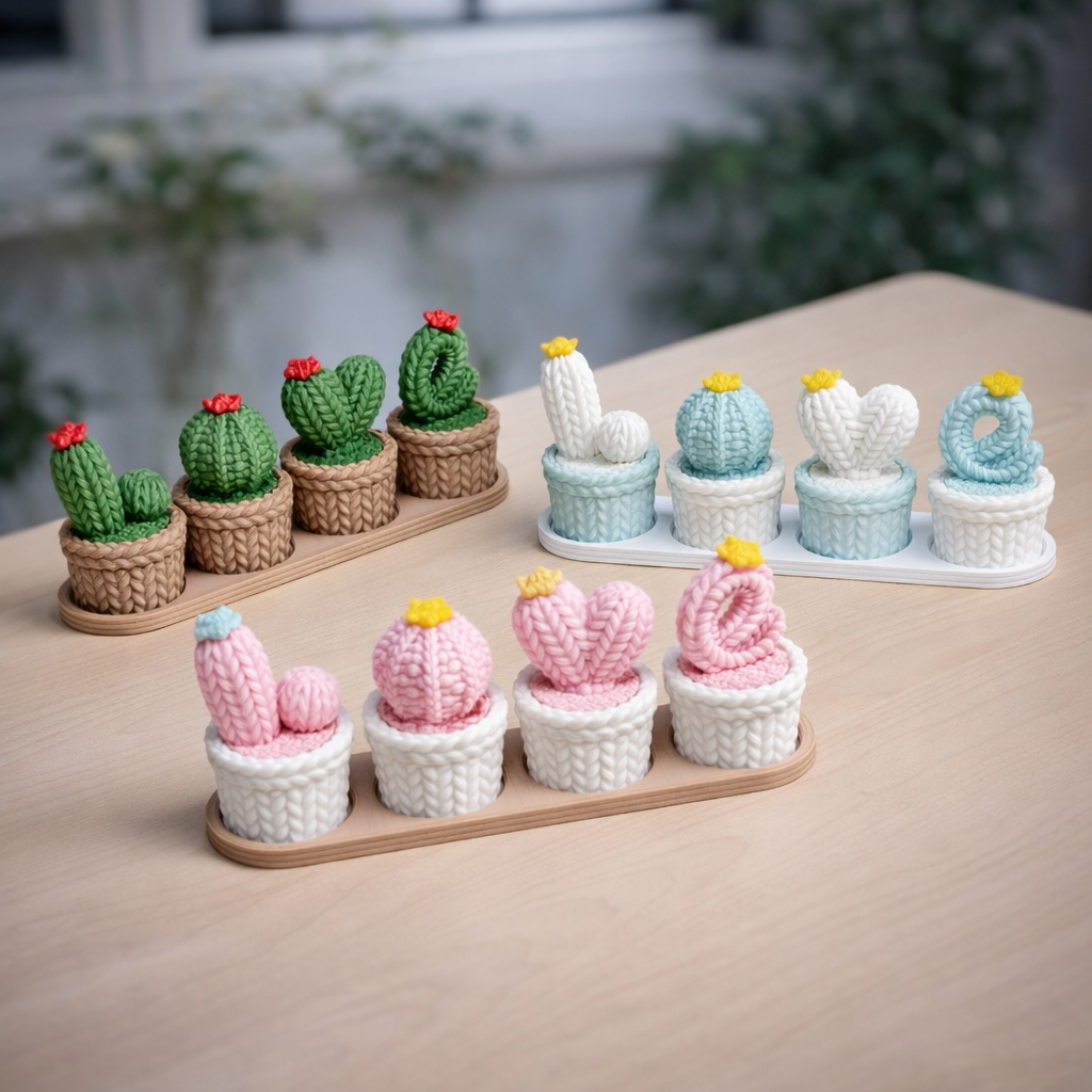 Kit de Cactos LOVE Decorativo - Plantas Decoração Para Sala, Quarto, Escritorio E Banheiro