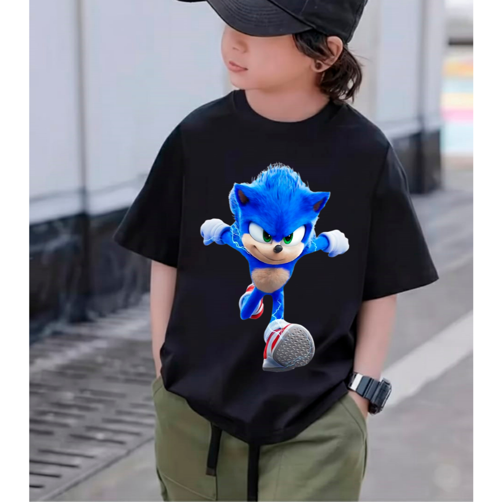 Camiseta Infantil Sonic Estampada 100% Algodão Confortável Gamer Personagem Clássico Unissex Casual Presente Premium