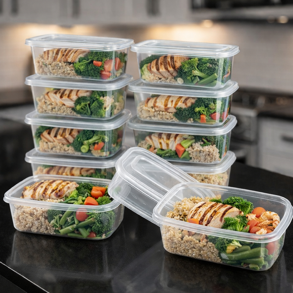 Potes Marmitas 1.000ml 1kg Kit 10/8/6/4/1 Vasilhas transparentes BPA FREE reutilizável cozinha microondas