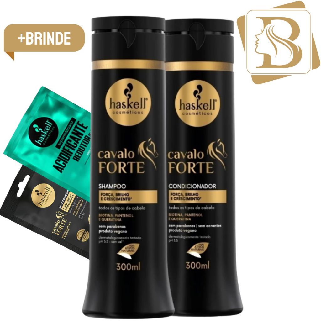 Kit Cavalo Forte Shampoo + Condicionador 2x300ml - Haskell em Oferta na Shopee