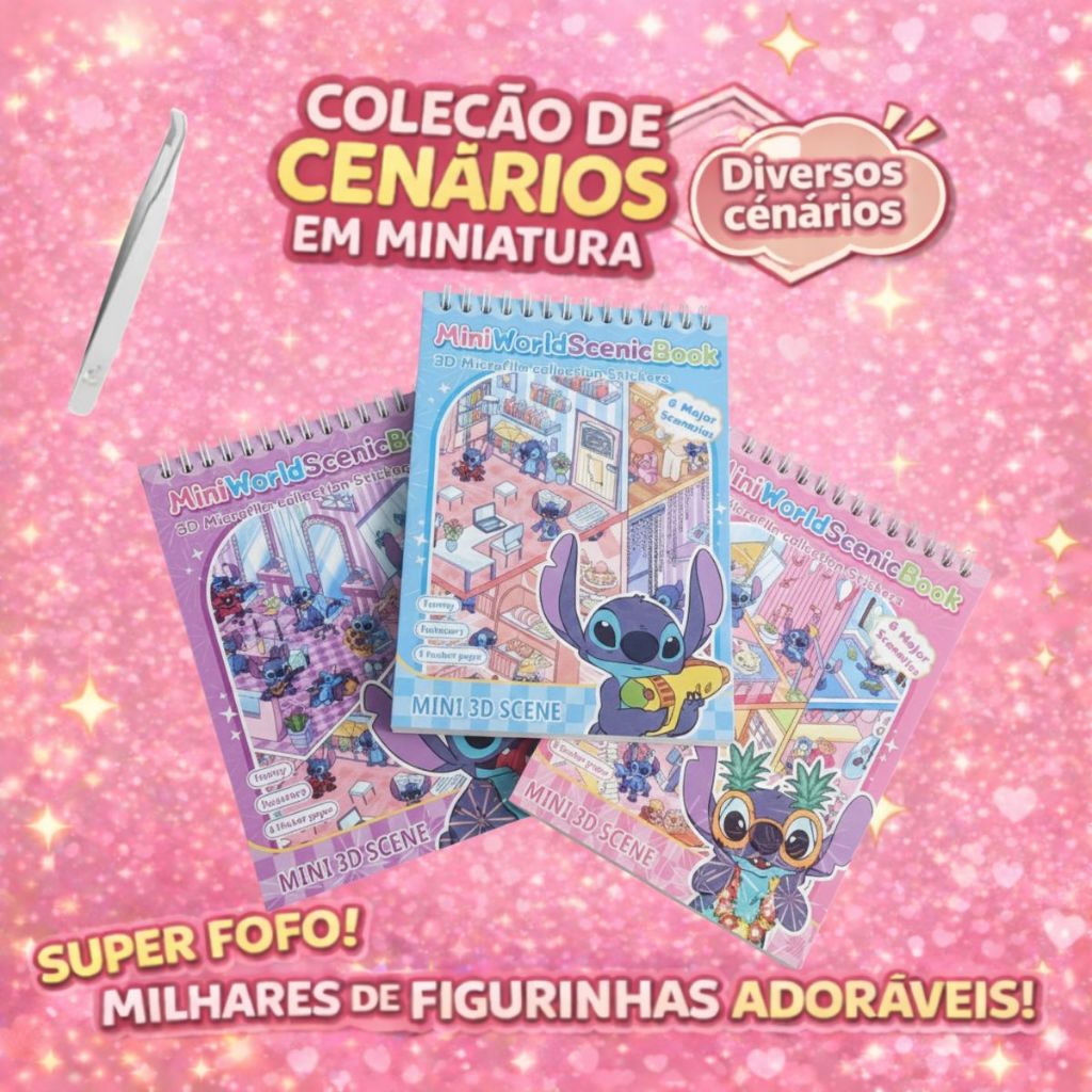 Caderno Stitch  Adesivo 3D 6/8 Cenarios Criativo Scrapbook Diy Com Pinça Montar Comodos em Oferta na Shopee