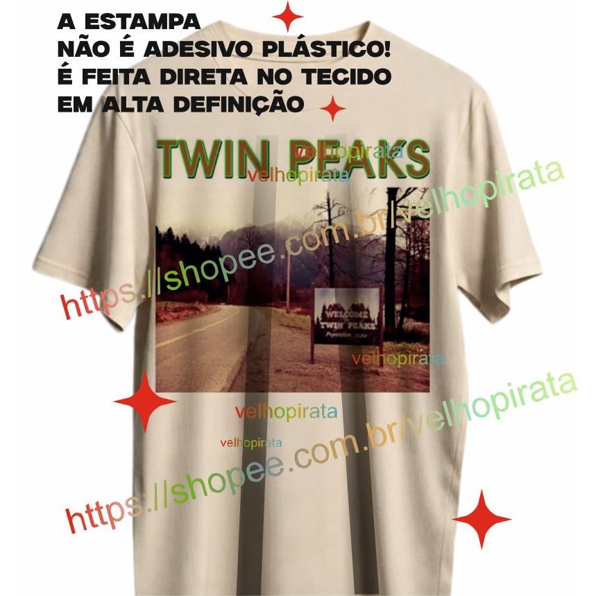 Camiseta Vintage Unissex Twin Peaks A443 em Oferta na Shopee