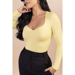 Blusa Citrine Manga Longa Decote Coração Veste 36 ao 40 em Oferta na Shopee