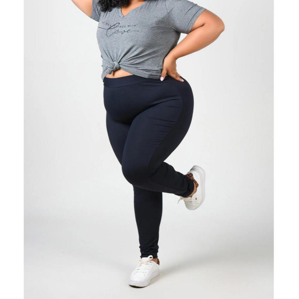 Calça Legging Plus Size Leg Suplex Grossa Zero Transparência Costura Reforçada Cintura Alta