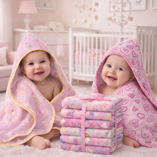 Kit 2 Toalha de Banho Bebê Tecido Soft Fleece Forrada em Fralda 100% Algodão com Capuz em Oferta na Shopee
