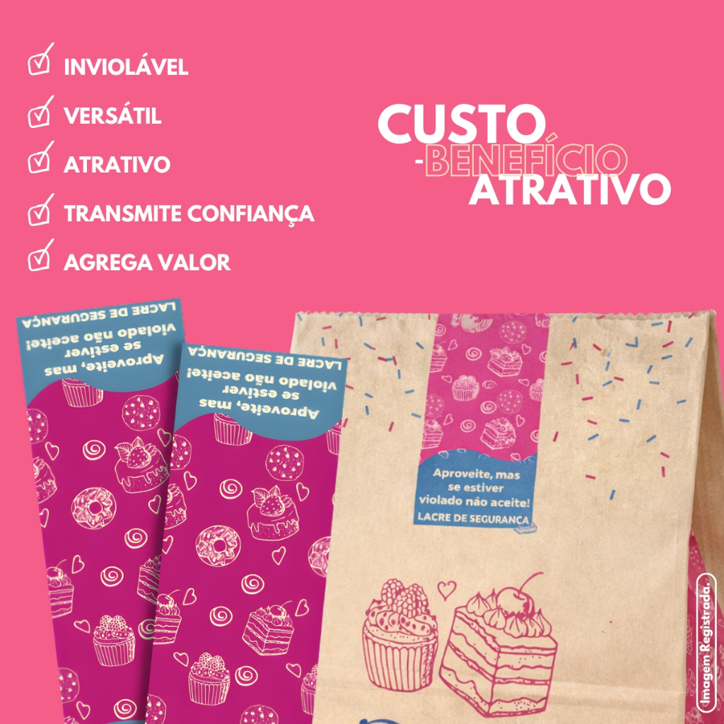 Lacre de Segurança Para Saco De Delivery Rosa Doce SOS 500 Unidades — imagem 2 de 2