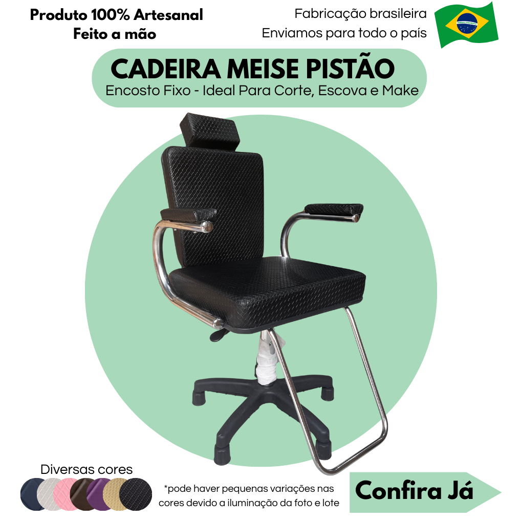 Cadeira para Barbearia Cabelereiro Salão de Beleza Pistão a Gás Suporta até130kg Cadeira Escritório