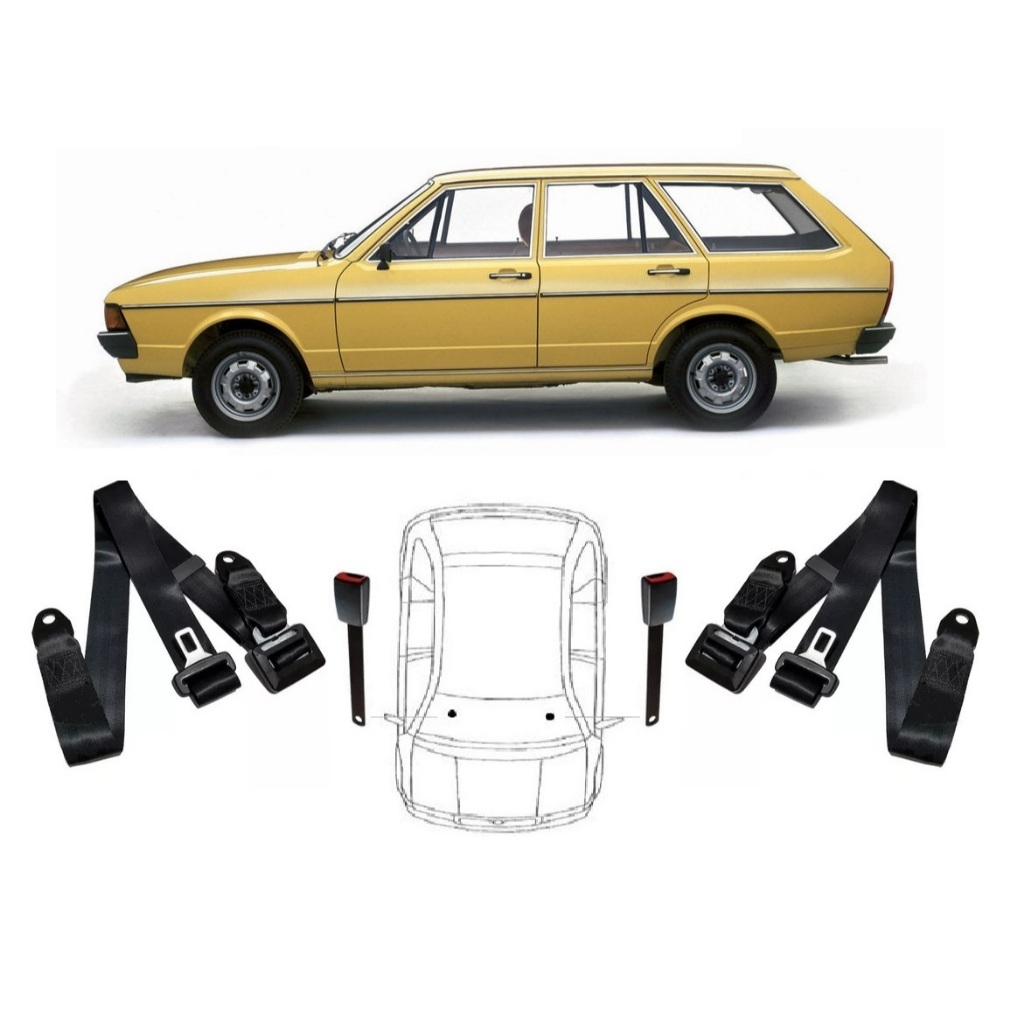 KIT CINTO SEGURANÇA DIANTEIRO ESTÁTICO 3 PONTOS + FECHO VOLKSWAGEN BRASILIA