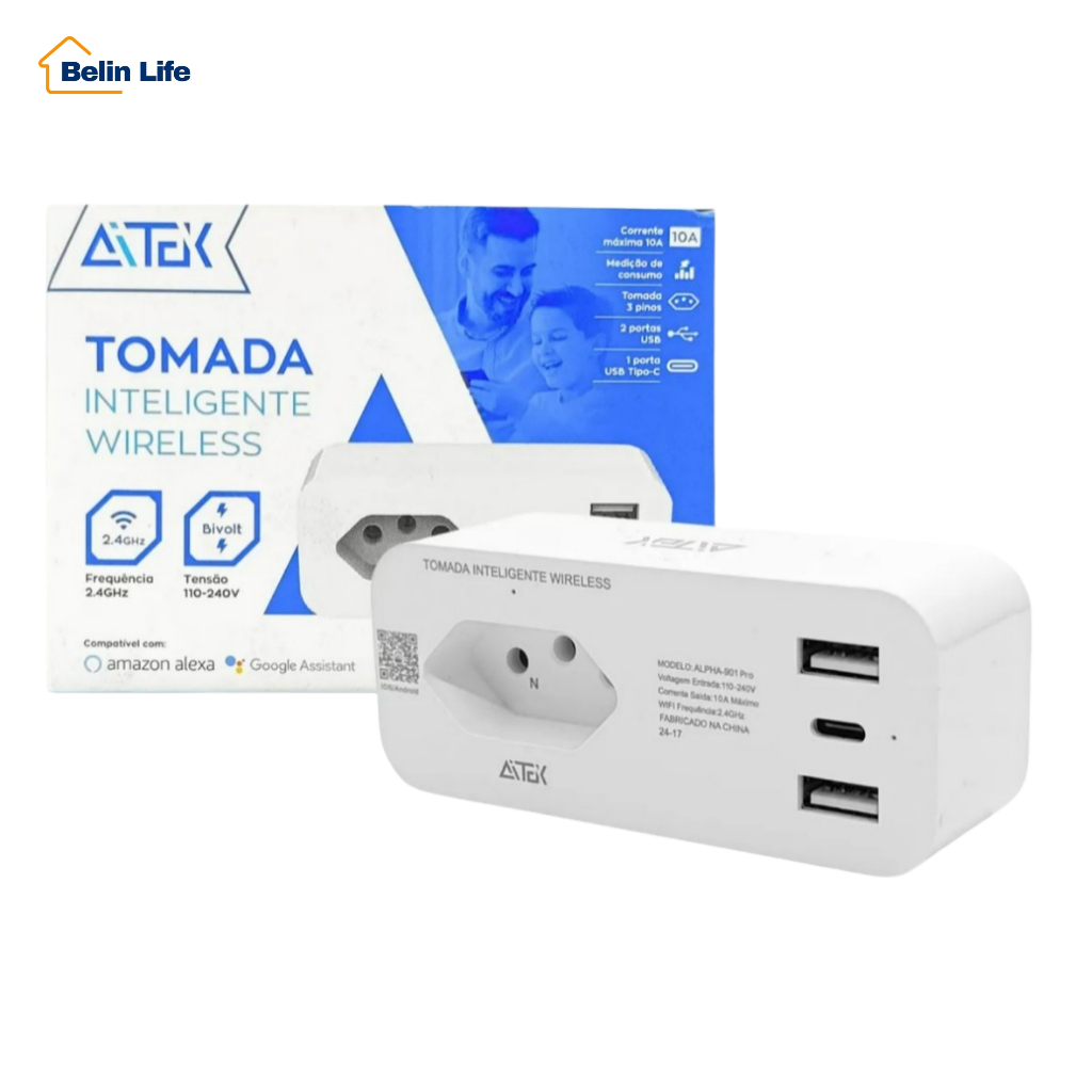 Tomada/adaptador Inteligente Conexão Wifi E Usb-c Bivolt