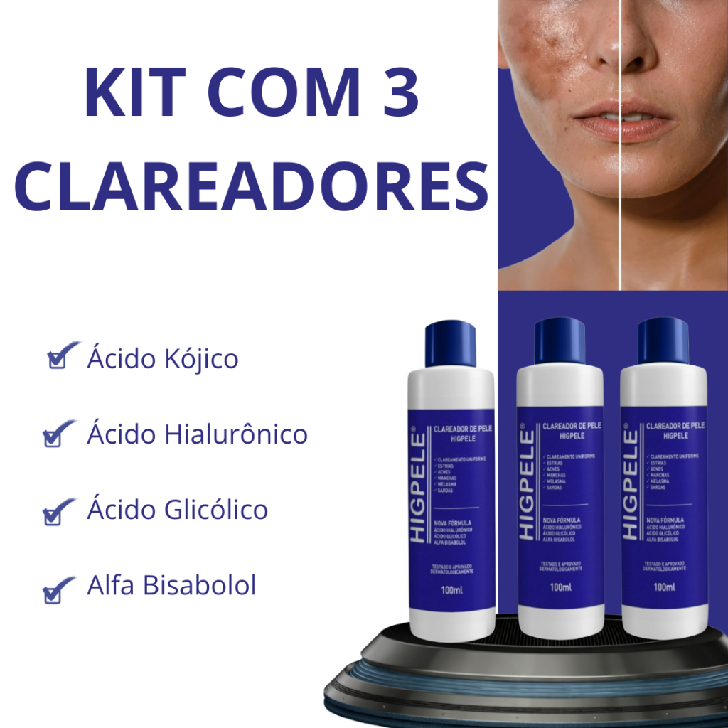 Kit 3 clareador de virilha e axila Higpele 100ml - Manchas Melasma Rosto/pescoço/colo