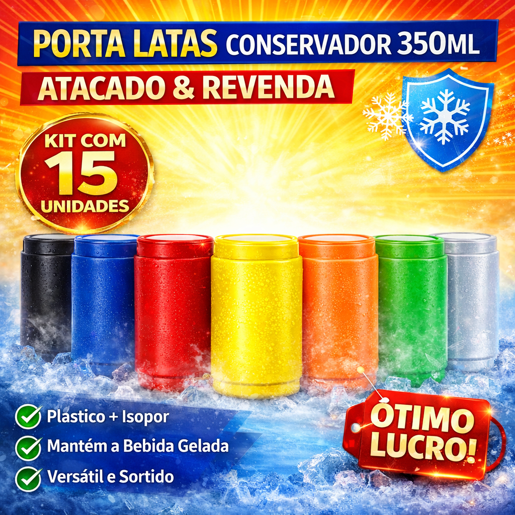 🔥 Kit 15 Porta Latas / Porta Latinhas 350ml – Conservador Térmico