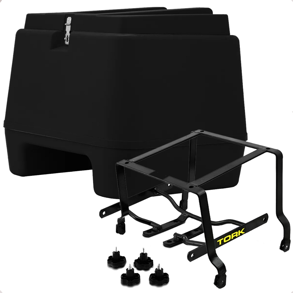 Baú 80 Litros Preto Tork C/ Bagageiro Fazer 150 14/22 Factor