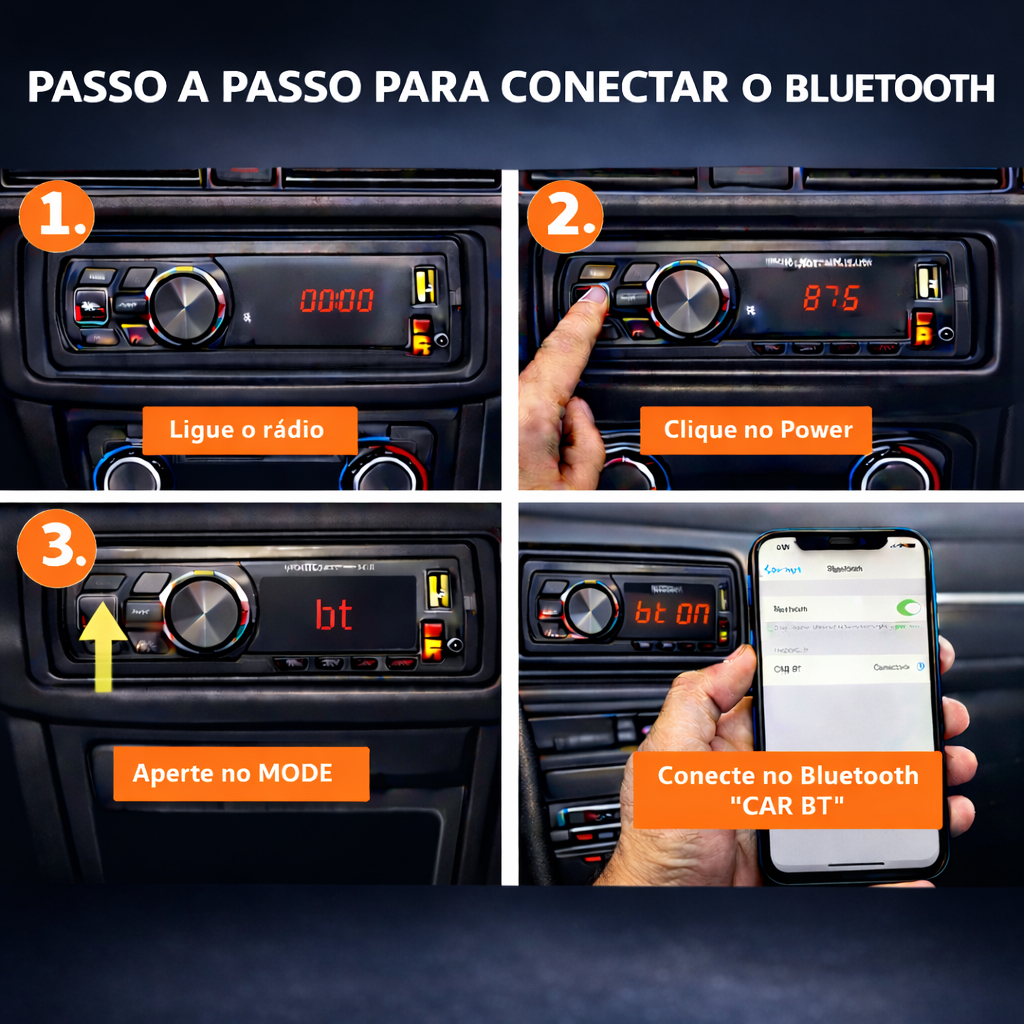 Aparelho De Som Automotivo Rádio De Carro Bluetooth Dupla USB Pendrive SD Rádio Aux In Mp3 Player Visor Led 9W — imagem 2 de 2