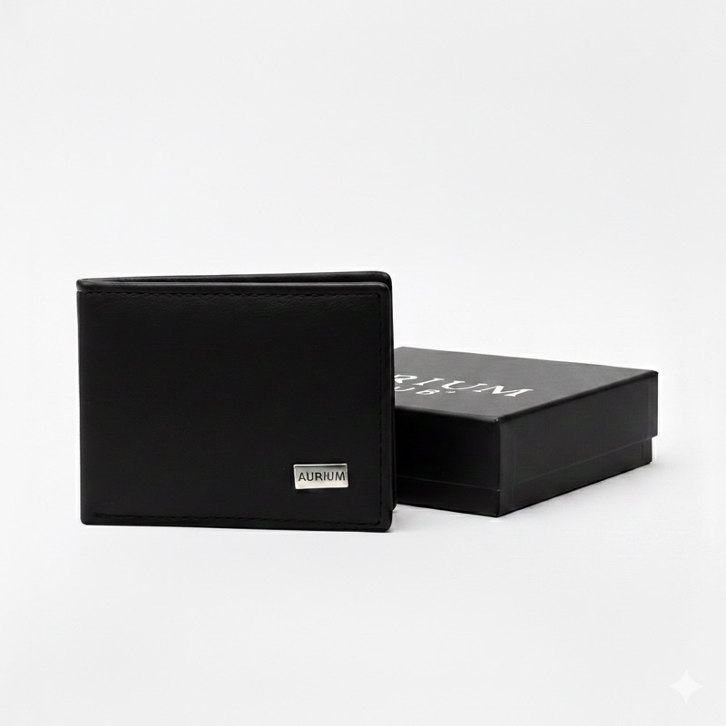 Carteira Masculina Couro Sintético Minimalista Presente Elegante com Caixa AURIUM