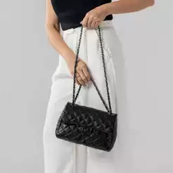 Bolsa Feminina Couro Legítimo Vittal Barbara Design Matelassê Preto
