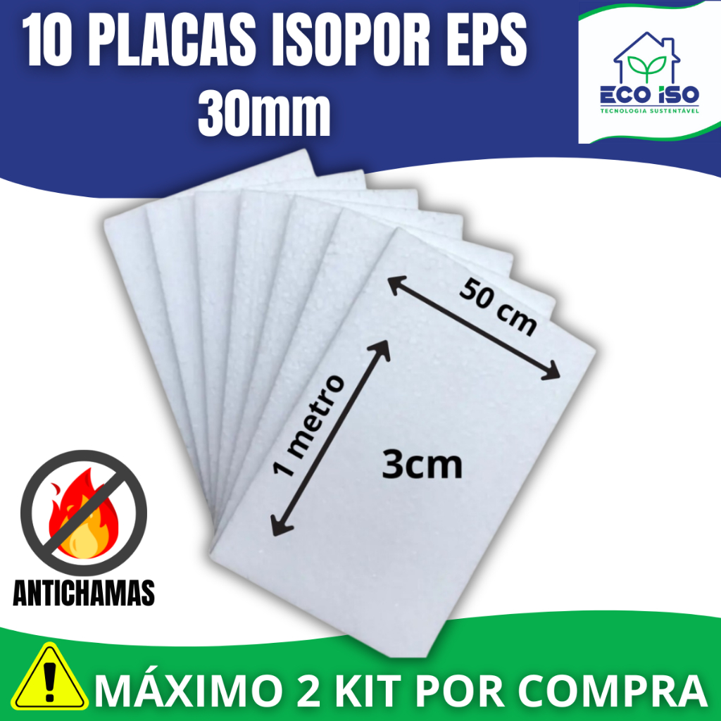 10 Placas Isopor 30mm 100cm x 50xm x 3cm - Comprar no máximo 2 kit por vez