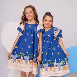 Vestido Infantil Estampado Rodadinho Menina Casual Luxo Premium Colorido Passeio Festa Diversão em Oferta na Shopee
