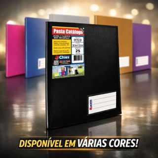 Pasta Catálogo A4/OF. Capa Dura com 25 Plásticos Cores Vivas Escritório Escolar Organização em Oferta na Shopee