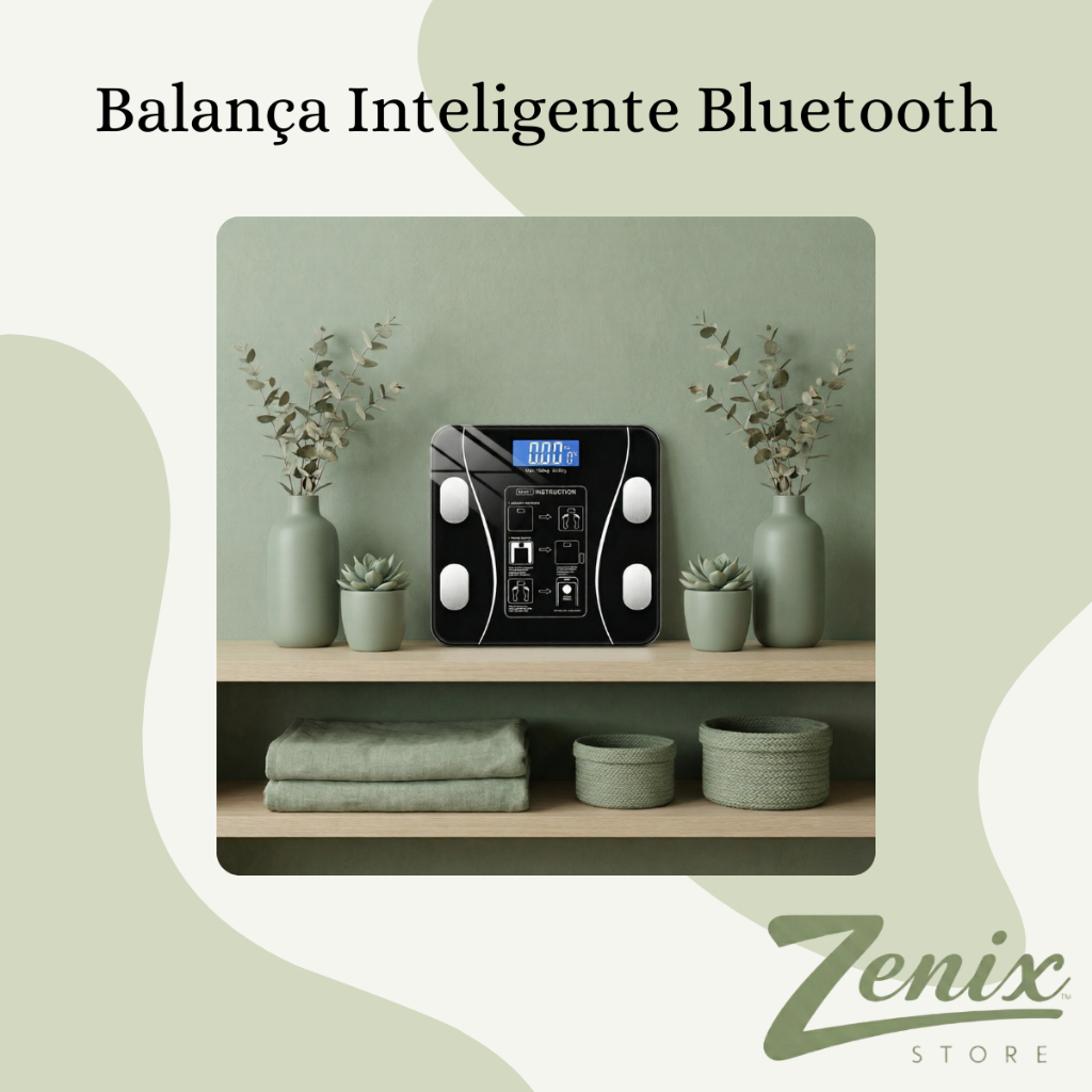 Balança Inteligente Corporal Digital Alta Precisão Medição Bioimpedância Até 140kg Preta