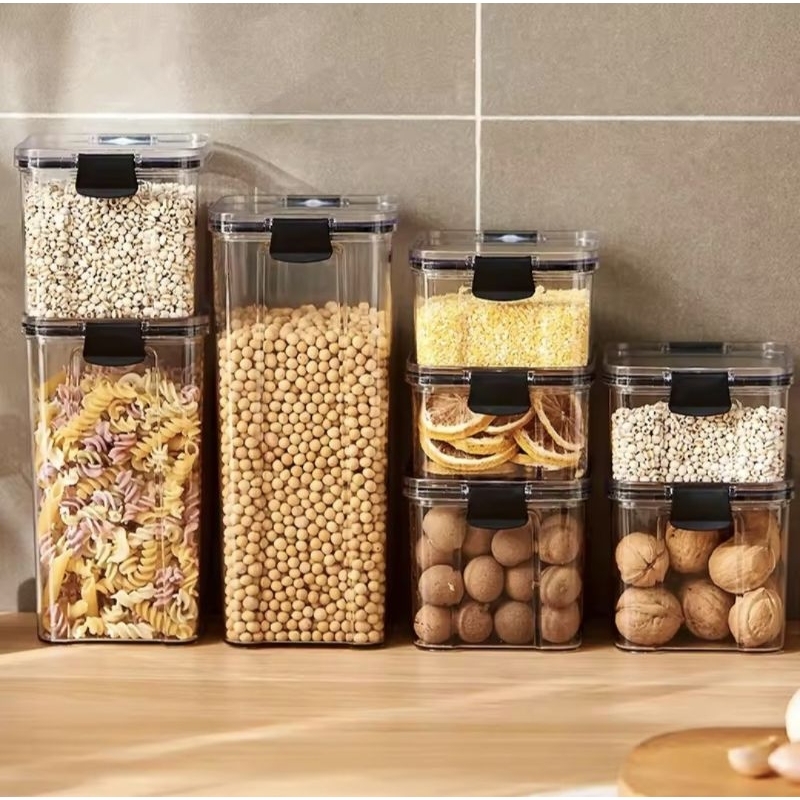 Pote Hermético Organizador de Alimentos Transparente | Frasco para Grãos, Cereais, Massas e Mantimentos com Tampa Vedada