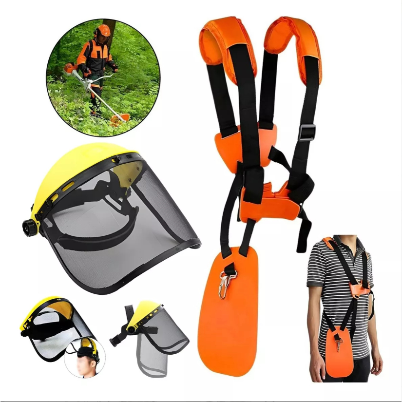 Kit EPI Proteção Protetor Facial e Cinto Reforçado Operador Roçadeiras Tekna Toyama Stihl Husq em Oferta na Shopee