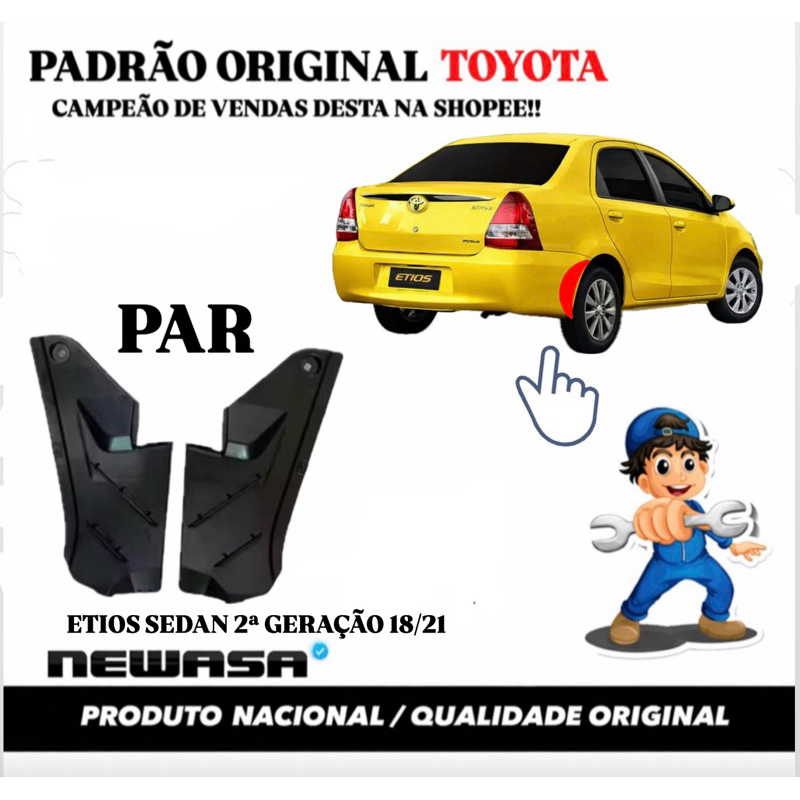par Parabarro traseiro etios sedan 2018 até 2021 Resistente em Oferta na Shopee