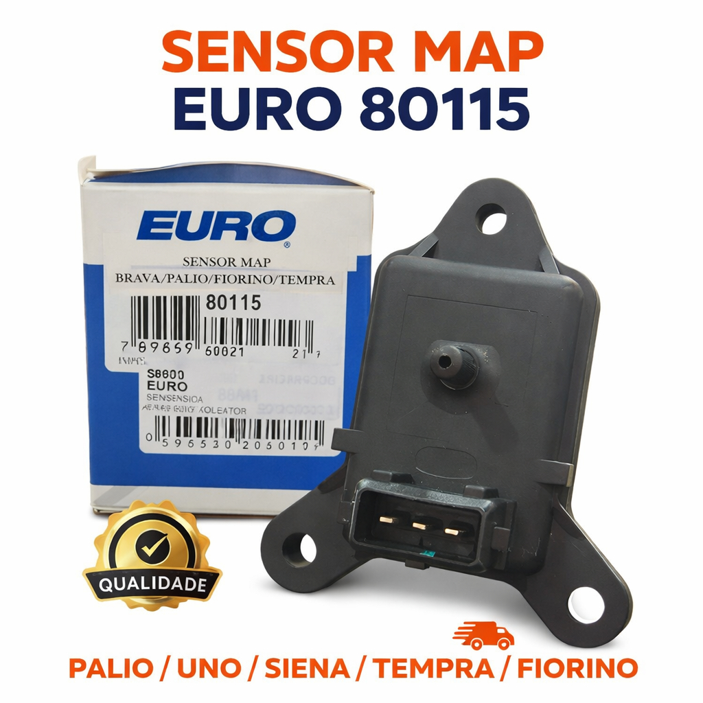 Sensor MAP Palio Uno Siena Fiorino Tempra 3 Pinos EURO 80115 Pressão Coletor