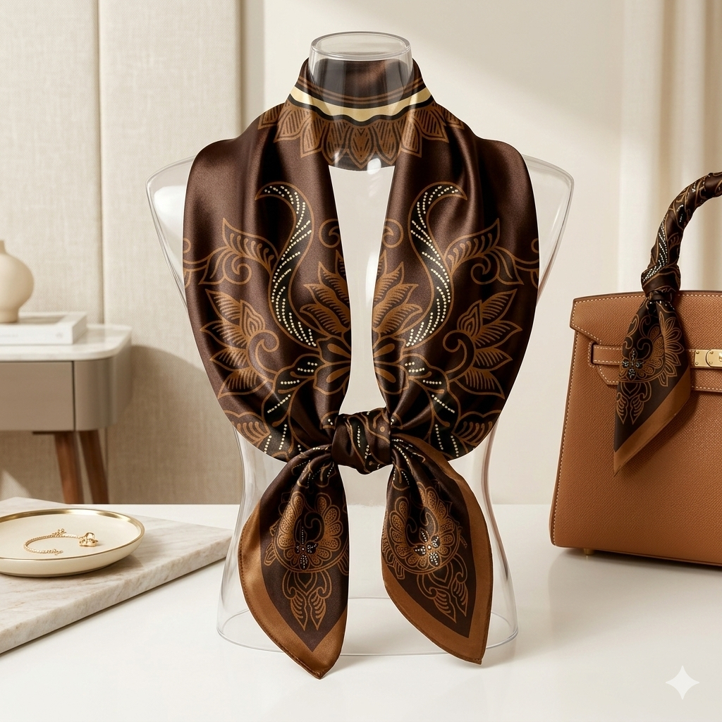 Lenço de Cetim para Cabeça e Pescoço Seda Feminino Super Moda Look Estiloso Acessório Multiuso