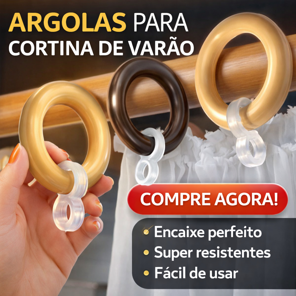Argolas + Ganchos para Cortina de Varão 28mm Várias cores Para Varão Grosso em Oferta na Shopee
