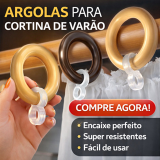Argolas + Ganchos para Cortina de Varão 28mm Várias cores Para Varão Grosso em Oferta na Shopee