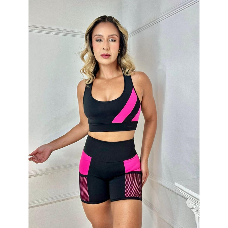 Conjunto Fitness Feminino Suplex Cintura Alta Academia Modeladora Promoção